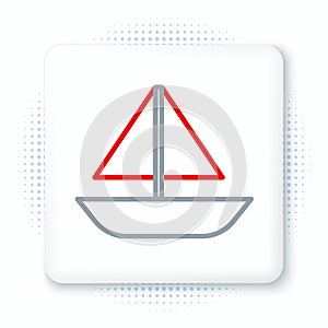 Line Yacht sailboat or sailing ship icon isolated on white background. Sail boat marine cruise travel. Colorful outline