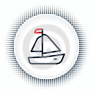 Line Yacht sailboat or sailing ship icon isolated on white background. Sail boat marine cruise travel. Colorful outline
