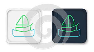 Line Yacht sailboat or sailing ship icon isolated on white background. Sail boat marine cruise travel. Colorful outline