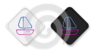 Line Yacht sailboat or sailing ship icon isolated on white background. Sail boat marine cruise travel. Colorful outline