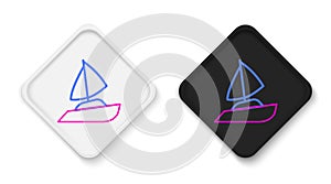 Line Yacht sailboat or sailing ship icon isolated on white background. Sail boat marine cruise travel. Colorful outline