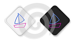 Line Yacht sailboat or sailing ship icon isolated on white background. Sail boat marine cruise travel. Colorful outline
