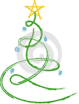 Lineal christmas tree in green and orange