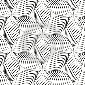 Linear abstract wavy leaves or flower on hexagon shape, monochrome stylish. pattern is clean for fabric, wallpaper, printing.
