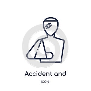 Linear accident and injuries icon from Law and justice outline collection. Thin line accident and injuries icon isolated on white