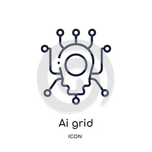 Linear ai grid icon from Artificial intellegence and future technology outline collection. Thin line ai grid vector isolated on