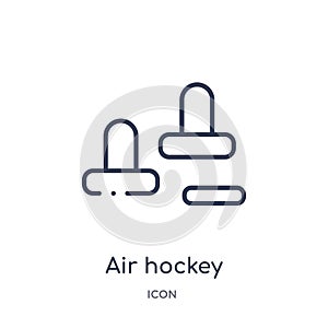 Linear air hockey icon from Entertainment and arcade outline collection. Thin line air hockey vector isolated on white background photo