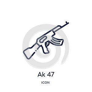 Linear ak 47 icon from Army and war outline collection. Thin line ak 47 vector isolated on white background. ak 47 trendy