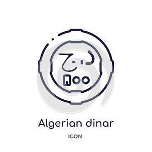 Linear algerian dinar icon from Africa outline collection. Thin line algerian dinar vector isolated on white background. algerian