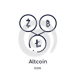 Linear altcoin icon from Cryptocurrency economy and finance outline collection. Thin line altcoin vector isolated on white