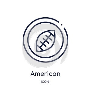 Linear american football emblem icon from American football outline collection. Thin line american football emblem vector isolated