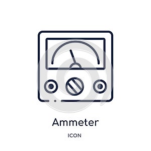 Linear ammeter icon from Electronics outline collection. Thin line ammeter icon isolated on white background. ammeter trendy