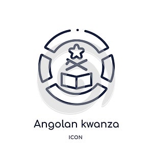 Linear angolan kwanza icon from Africa outline collection. Thin line angolan kwanza vector isolated on white background. angolan