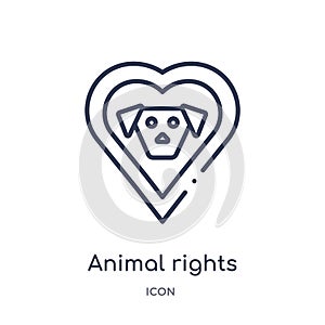 Linear animal rights icon from Charity outline collection. Thin line animal rights vector isolated on white background. animal photo