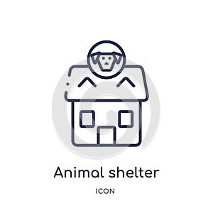 Linear animal shelter icon from Charity outline collection. Thin line animal shelter vector isolated on white background. animal