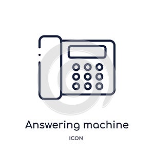 Linear answering machine icon from Electronic devices outline collection. Thin line answering machine vector isolated on white