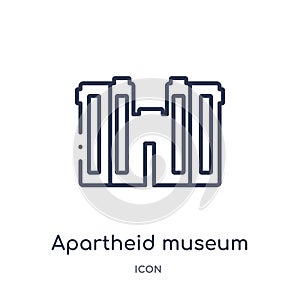 Linear apartheid museum icon from Africa outline collection. Thin line apartheid museum vector isolated on white background.