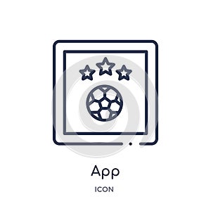 Linear app icon from Football outline collection. Thin line app vector isolated on white background. app trendy illustration