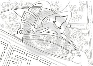 Linear architectural sketch general plan of city park