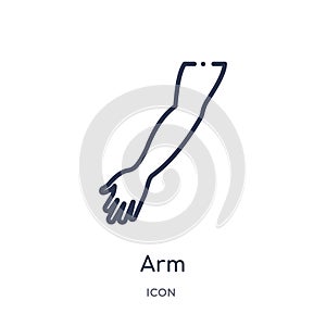 Linear arm icon from Medical outline collection. Thin line arm icon isolated on white background. arm trendy illustration