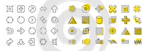 Linear Arrow icons. Download, Synchronize. Design elements. Vector photo