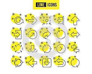 Linear Arrow icons. Download, Synchronize. Vector