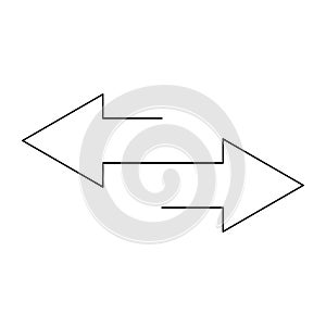 Linear arrow right left. Trade arrow. Vector illustration. Stock image.