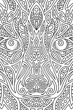 Linear art for coloring book with wild wolf eyes