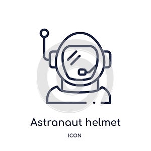 Linear astranaut helmet icon from Astronomy outline collection. Thin line astranaut helmet vector isolated on white background.