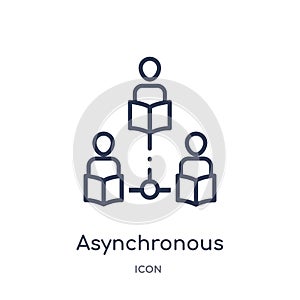 Linear asynchronous learning icon from Elearning and education outline collection. Thin line asynchronous learning vector isolated