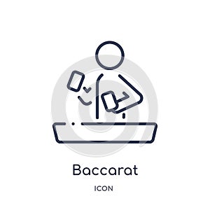 Linear baccarat icon from Activity and hobbies outline collection. Thin line baccarat vector isolated on white background.
