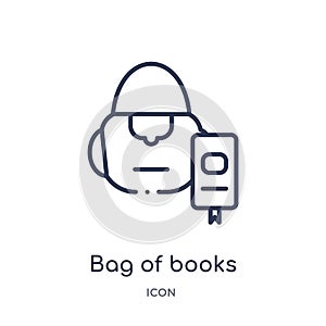 Linear bag of books icon from Education outline collection. Thin line bag of books vector isolated on white background. bag of
