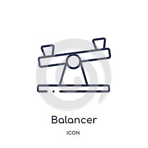 Linear balancer icon from General outline collection. Thin line balancer icon isolated on white background. balancer trendy