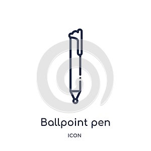 Linear ballpoint pen icon from Education outline collection. Thin line ballpoint pen icon isolated on white background. ballpoint