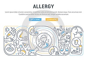 Linear Banner of Allergy. photo