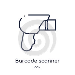 Linear barcode scanner icon from Ecommerce and payment outline collection. Thin line barcode scanner vector isolated on white photo