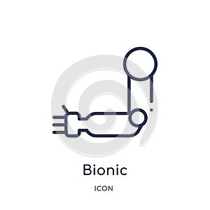 Linear bionic icon from Artifical intelligence outline collection. Thin line bionic vector isolated on white background. bionic