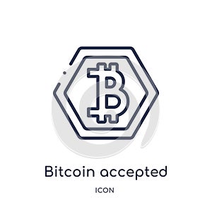 Linear bitcoin accepted icon from Cryptocurrency economy and finance outline collection. Thin line bitcoin accepted vector