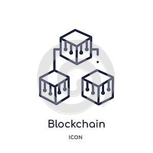 Linear blockchain icon from Cryptocurrency economy and finance outline collection. Thin line blockchain vector isolated on white photo