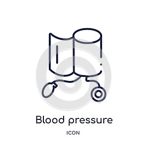 Linear blood pressure control tool icon from Medical outline collection. Thin line blood pressure control tool icon isolated on