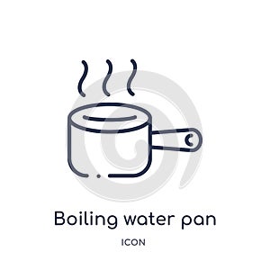 Linear boiling water pan icon from Bistro and restaurant outline collection. Thin line boiling water pan vector isolated on white
