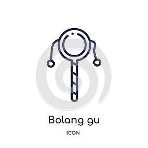 Linear bolang gu icon from Asian outline collection. Thin line bolang gu vector isolated on white background. bolang gu trendy