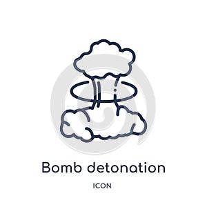 Linear bomb detonation icon from Army and war outline collection. Thin line bomb detonation vector isolated on white background.