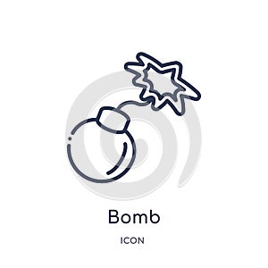 Linear bomb icon from Army and war outline collection. Thin line bomb vector isolated on white background. bomb trendy