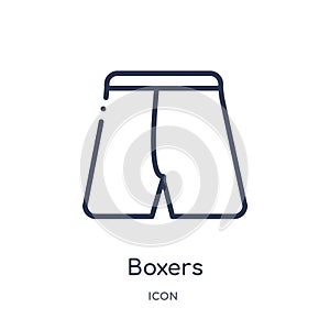 Linear boxers icon from Clothes outline collection. Thin line boxers vector isolated on white background. boxers trendy