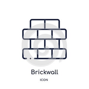 Linear brickwall icon from Construction outline collection. Thin line brickwall vector isolated on white background. brickwall