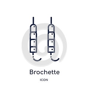 Linear brochette icon from Food outline collection. Thin line brochette icon isolated on white background. brochette trendy