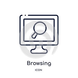 Linear browsing icon from Education outline collection. Thin line browsing vector isolated on white background. browsing trendy