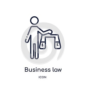 Linear business law icon from Law and justice outline collection. Thin line business law icon isolated on white background.