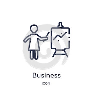 Linear business presentation icon from Humans outline collection. Thin line business presentation icon isolated on white